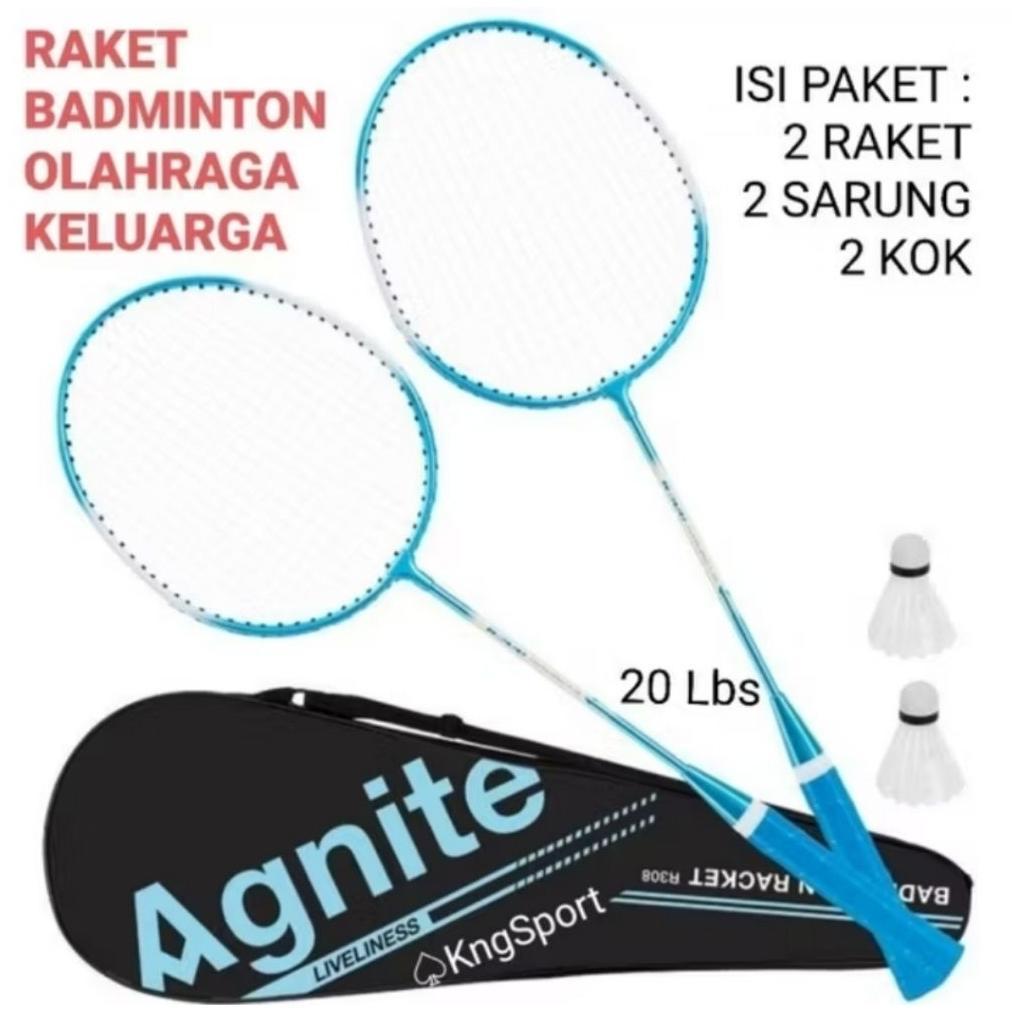 BestPromo Raket Olah Raga Badminton Warna Blue Pink Split Racket Isi 2 Gratis Tas + Kok Er307 Terbar