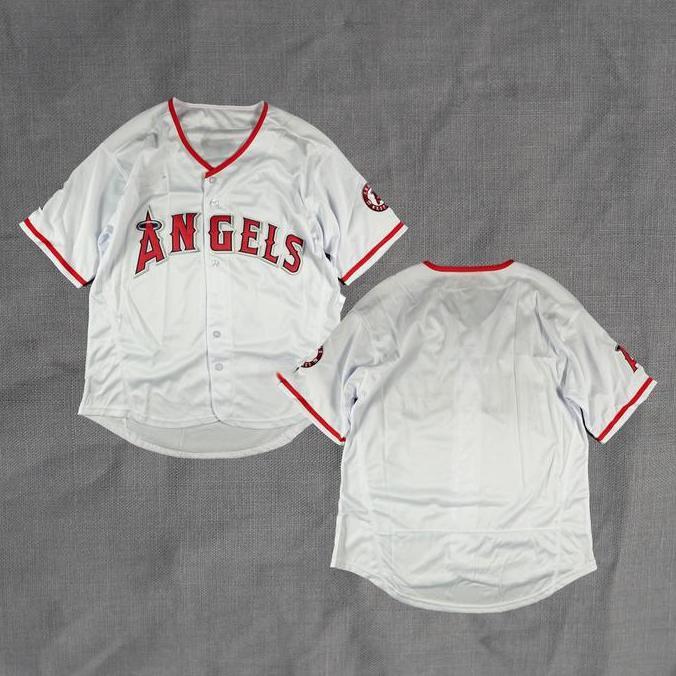 BORDIR Baju Jersey Baseball Los Angeles Angels Premium Quality White