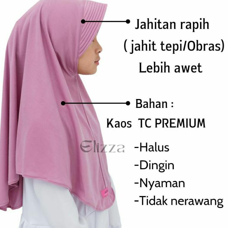 hot jilbab instan anak sekolah tk sd smp usia 4 - 18 th bahan kaos tc premium
