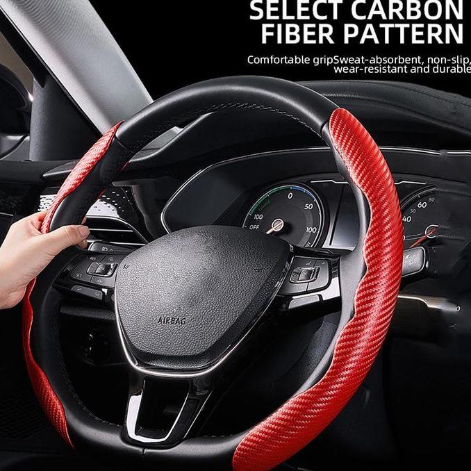 MONTMERY Cover Stir Sarung Stir Mobil Carbon Sarung Stir Carbon Universal Steering Wheel Cover Carbo