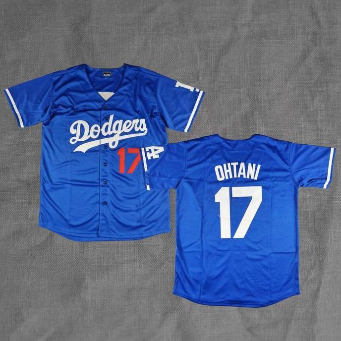 BORDIR Baju Jersey Baseball  Ohtani Dodgers Biru Baseball Shirt
