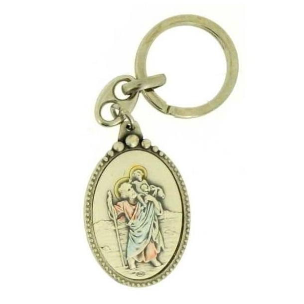 Gantungan Kunci Oval St.Christopher Silver Italy