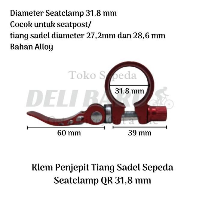 Seatclamp seat clamp QR Alloy 31,8 mm seatpost 27,2 dan 28,6 sepeda MTB, lipat