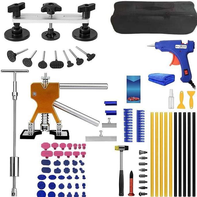 IDSTORE 83pcs/Set Penarik Penyok Mobil Penghilang Penyok Mobil Penarik Body Mobil Penyok Bentuk T Al