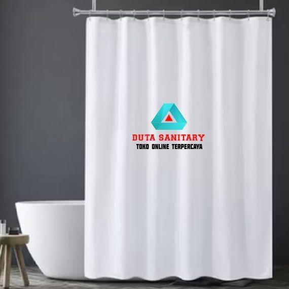 Shower Curtain 200x200 textile/Shower Curtain kain 200cm/ Korden Putih