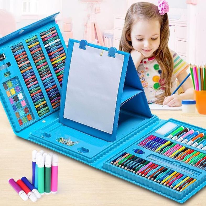 Premium Win Grosir - Crayon Set 208 Alat Mewarnai Warna Set 208Pcs Pensil Warna Krayon Set / Crayon 