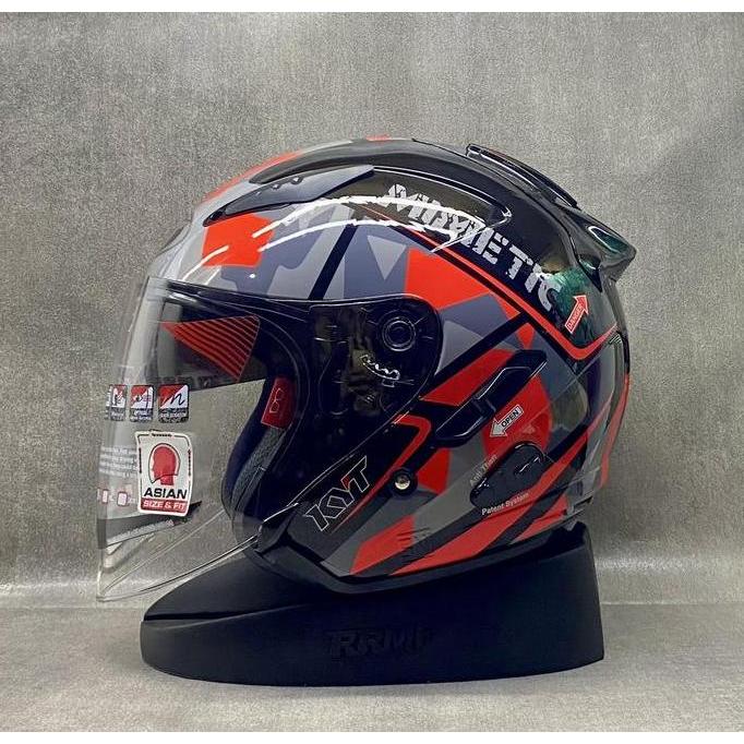 KYT GALAXY FLAT R ALL MOTIF KACA BENING FREE SPOILER 2D+3D - HELM KYT HALF FACE ORI - DOUBLE VISOR C