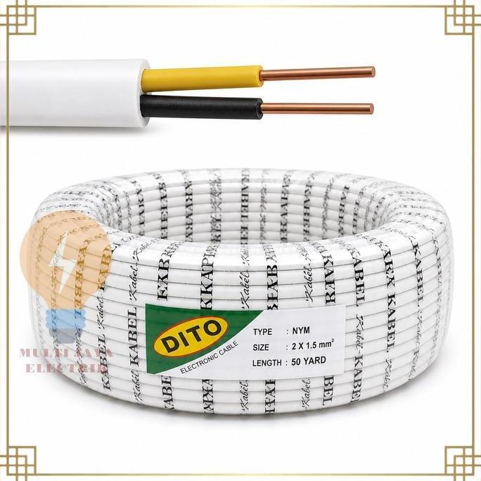 Promo Dito Kabel Nym Kawat 2X1.5Mm 50Yard Kabel Nym Kawat Kabel Listrik 1 Roll