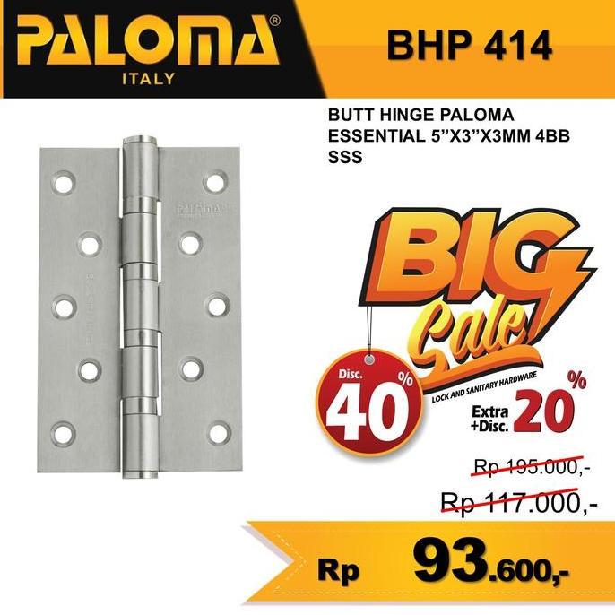 Engsel Pintu 5 Inch 3Mm Paloma Stainless Bhp 414 Terlaris