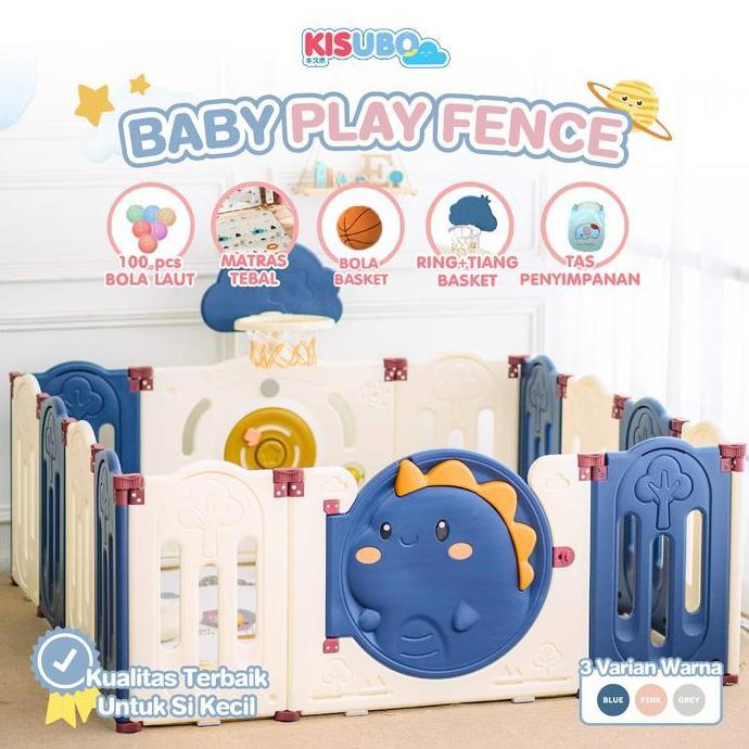 KISUBO Dino Baby Play Fence Pagar Bayi Baby Fence Pagar Anak