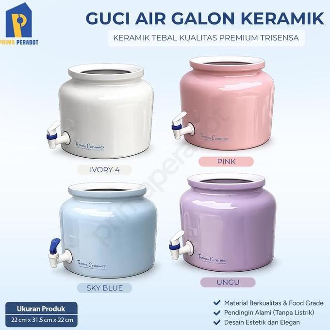 Guci Galon 12 Liter Dispenser Air Gentong Air Keramik Polos Trisensa