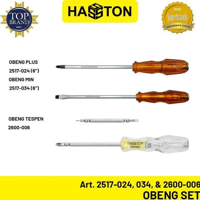 Hasston Obeng Set Obeng Plus Minus Tespen Set Obeng Kembang Set