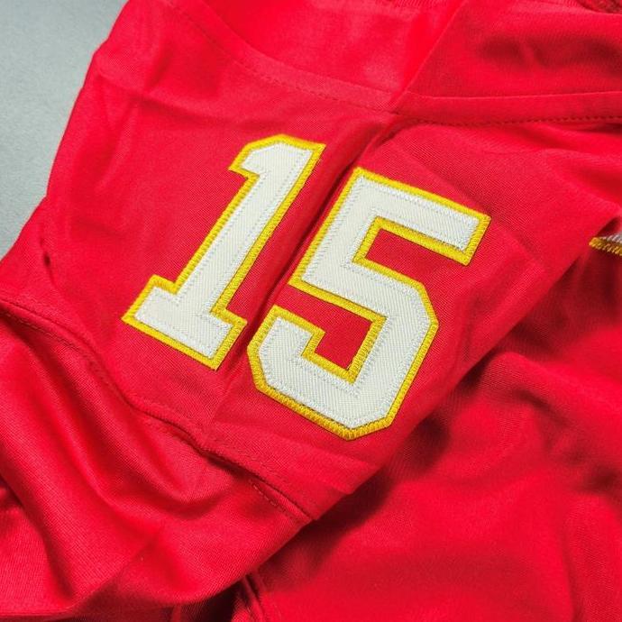 belviercinez BORDIR Baju Jersey Rugby American Football Patrick Mahomes Kansas City Merah Diskon