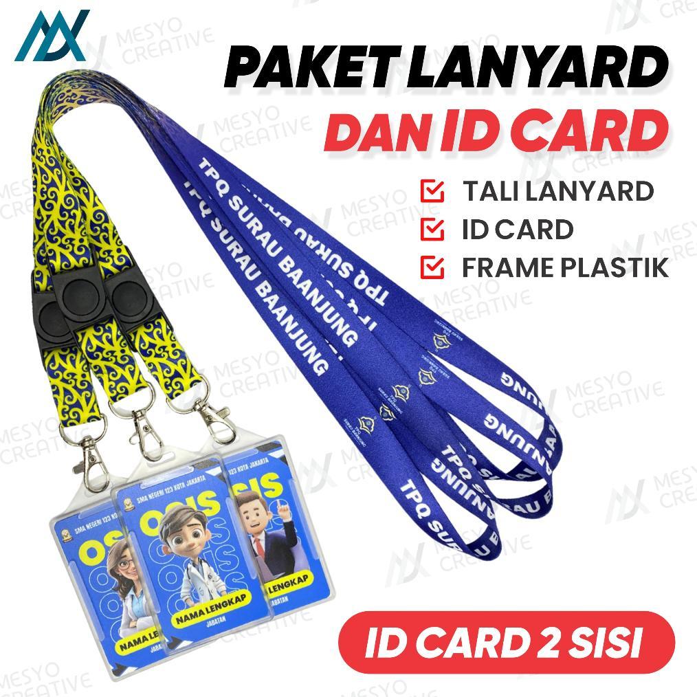 Paket Tali Lanyard + Id Card 2 Sisi + Frame / Holder
