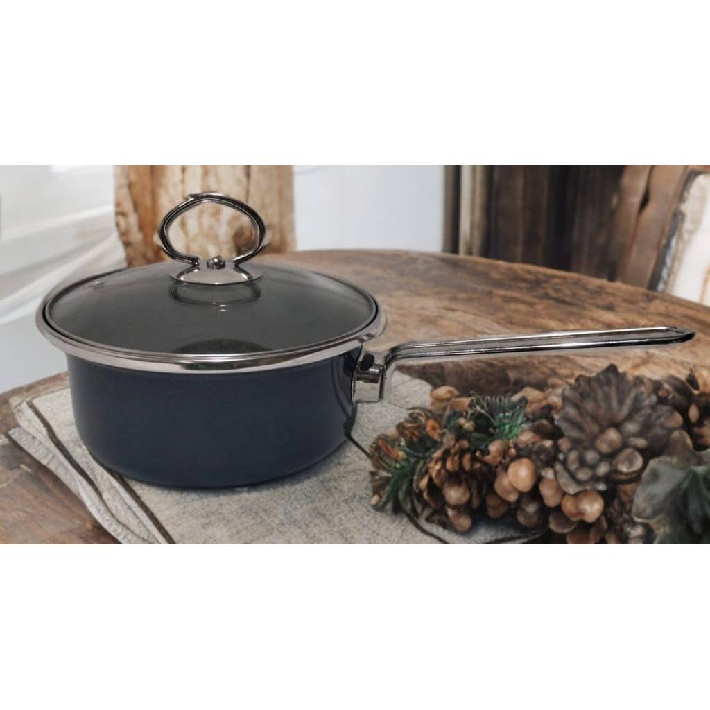 PANCI MASAK SAYUR ENAMEL PENDEK 16 CM (1.5 L) NAVY