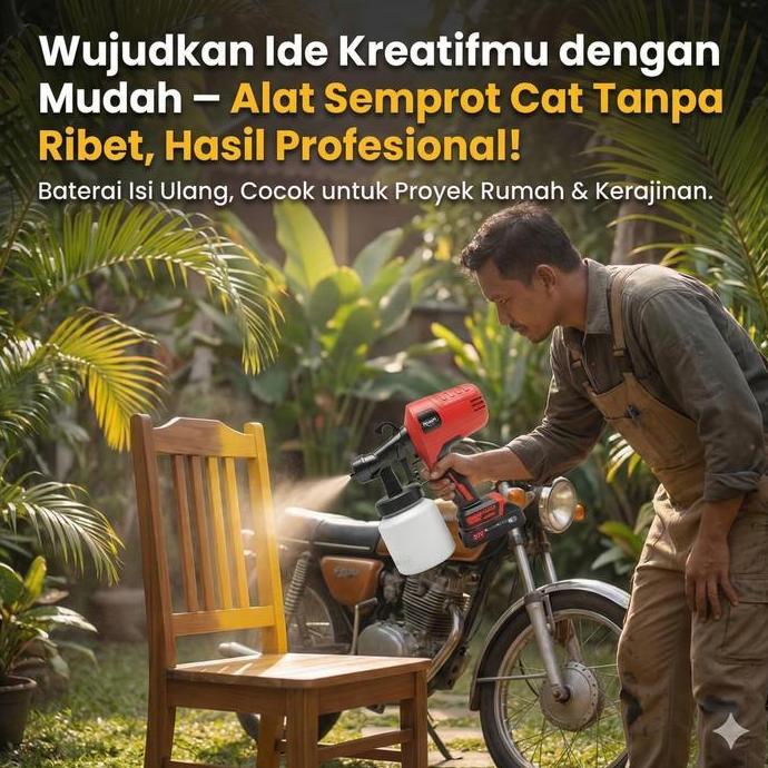 NEW REAIM Spray Gun Cat Semprot 800ML Cordless Baterai Mesin Cat Semprot Sprayer Cat Elektrik Alat S