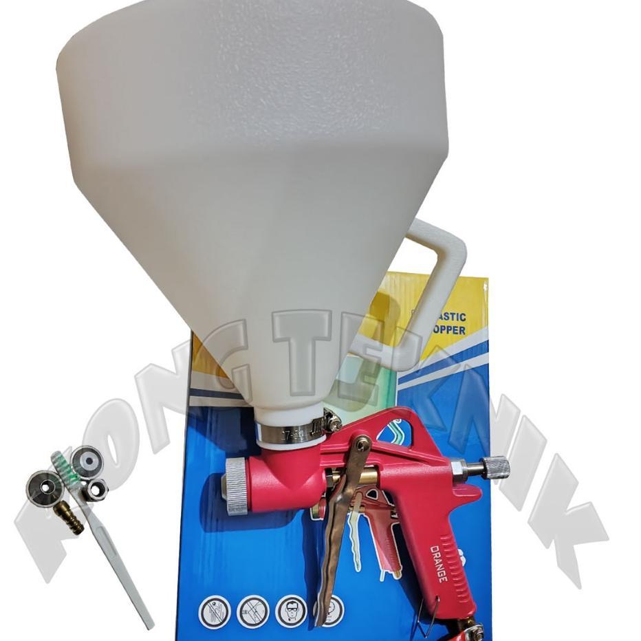 Spray Gun Hopper Cat Semen Tembok Air Cement Texture - Orange