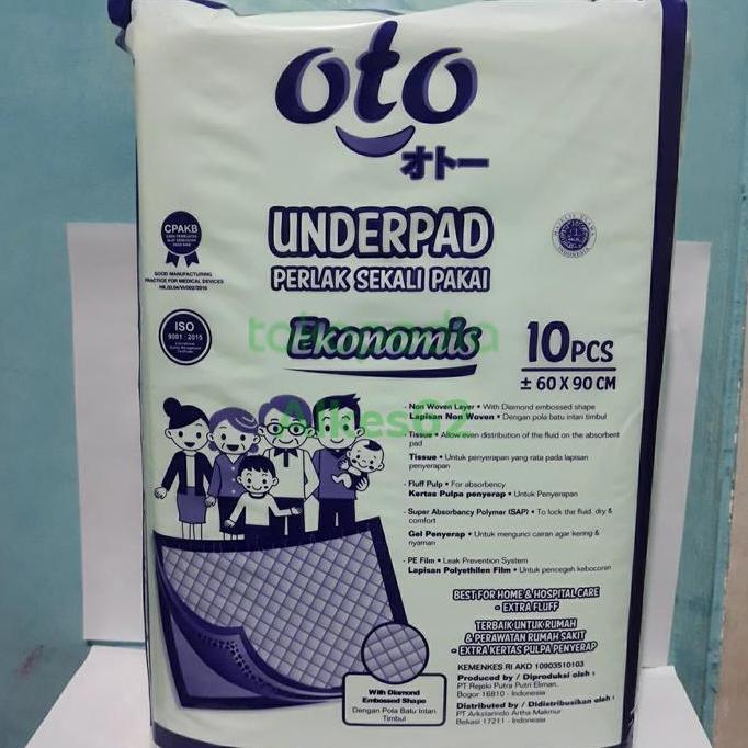 Underpad oto 60x90cm 10pcs / Underpad dewasa / Perlak dewasa / perlak
