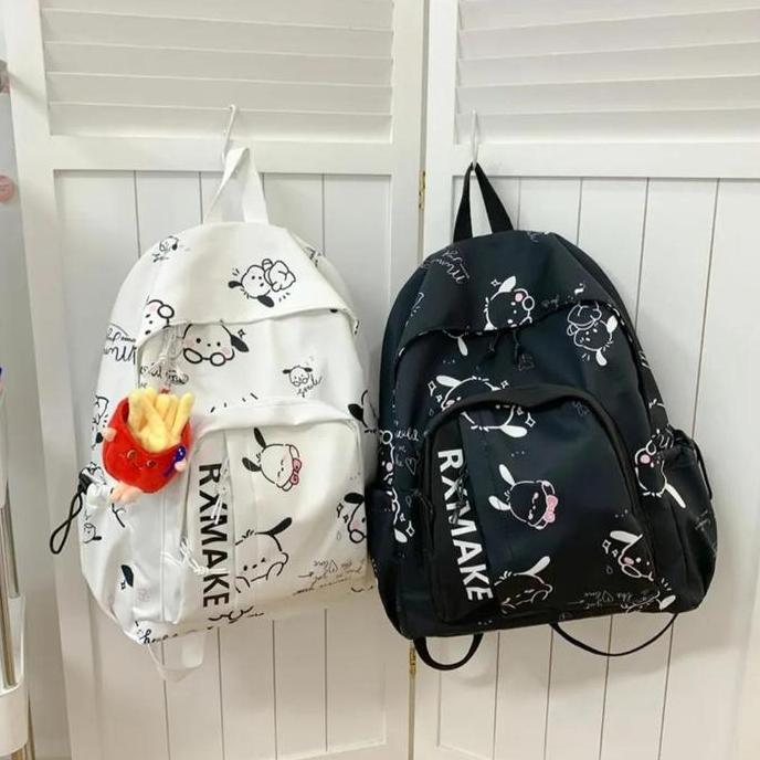 Tas Ransel Serbaguna Warna Hitam Dan Putih Berkualitas Tinggi Kapasitas Besar Tas Sekolah Waterproof