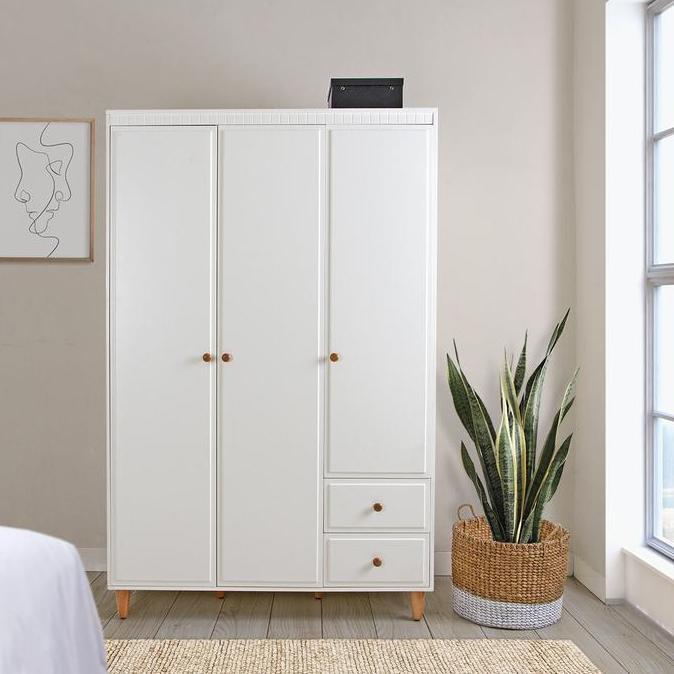Terlaris Soho.Id Furniture Lemari Pakaian Kayu Korea - Ellis Wardrobe 3 Pintu
