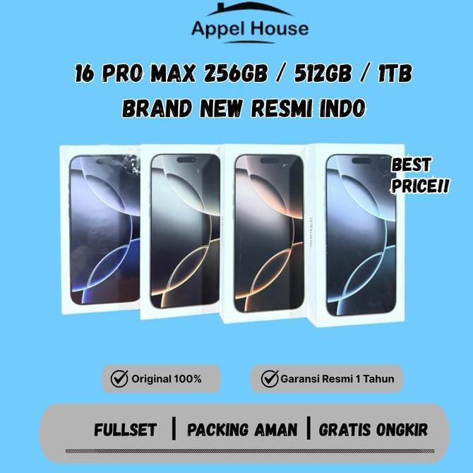 (AppelHouse x Androidnyel iPhone 16 Pro Max 256GB 512GB 1TB New Garansi Resmi Indo GDN TAM