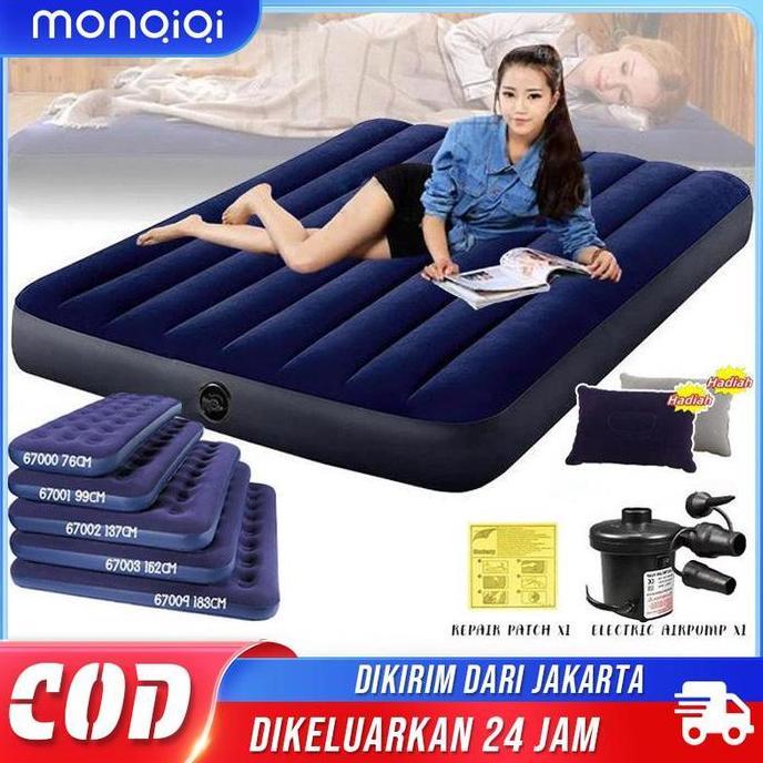 Kasur Angin / Air Bed Double Kasur Angin + pompa  Paket Kasur Angin Double / Paket Kasur Tiup Air Be