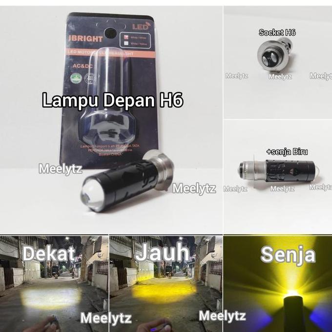 IBRIGHT - Lampu Depan H6 LED Laser high low senja biru 20watt Body Hitam Full Alumunium
