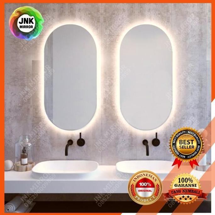 cermin kamar mandi led oval