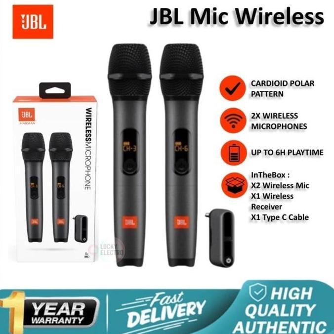 1dozzketer - JBL Microphone Wireless 2 Mic Profesional Mic Karaoke With Receiver  - Mic Partybox JBL
