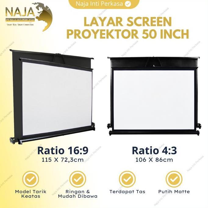 TERBARU - Layar Proyektor Lipat 50 Inch | Table Screen Projector Portable 50"