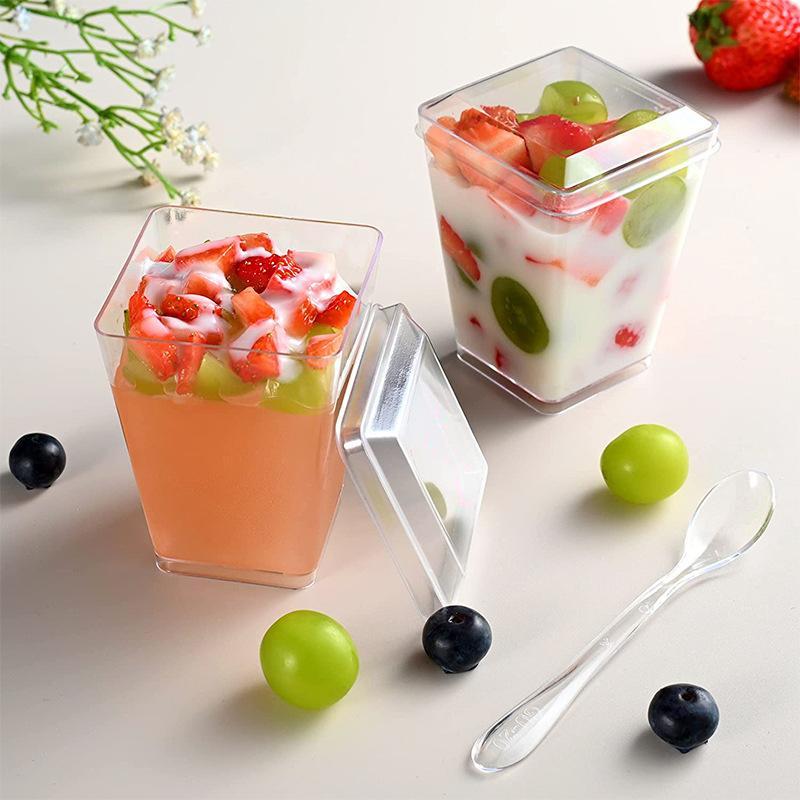 Cup Puding Love Kotak Segitiga Gelas Mika Pudding Agar Dessert 10 Pcs