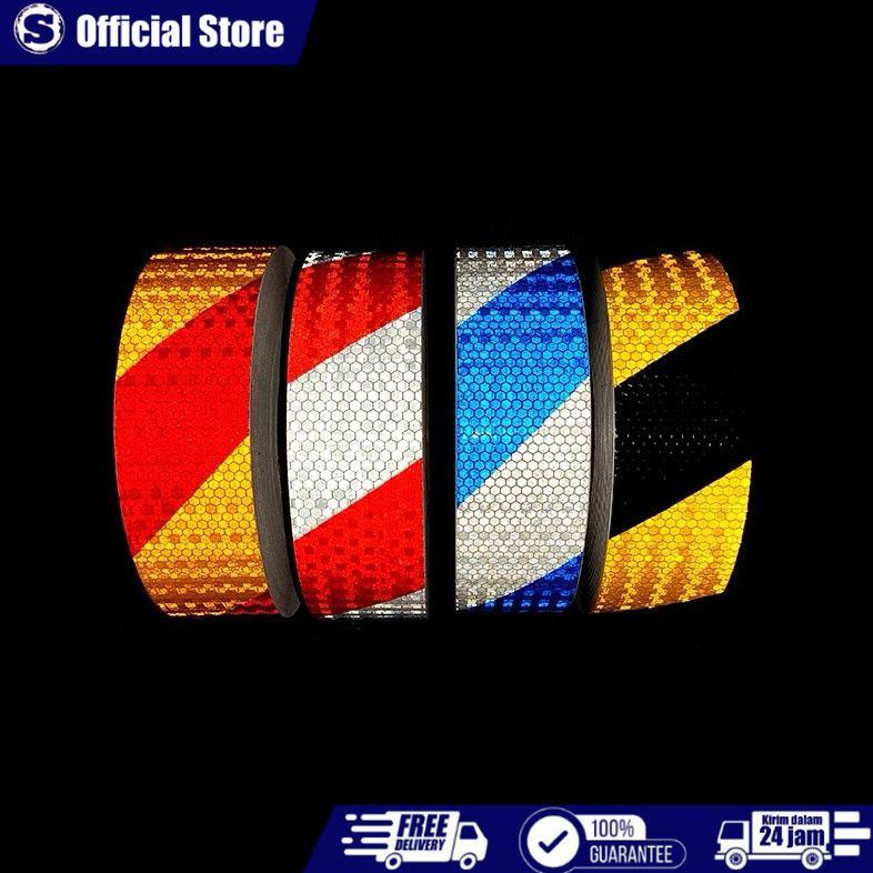 5 cm x 45 Meter Stiker Reflektor Berkualitas Stiker Kir Lolos Dishub Untuk Mobil Box Engkel Truk Sti