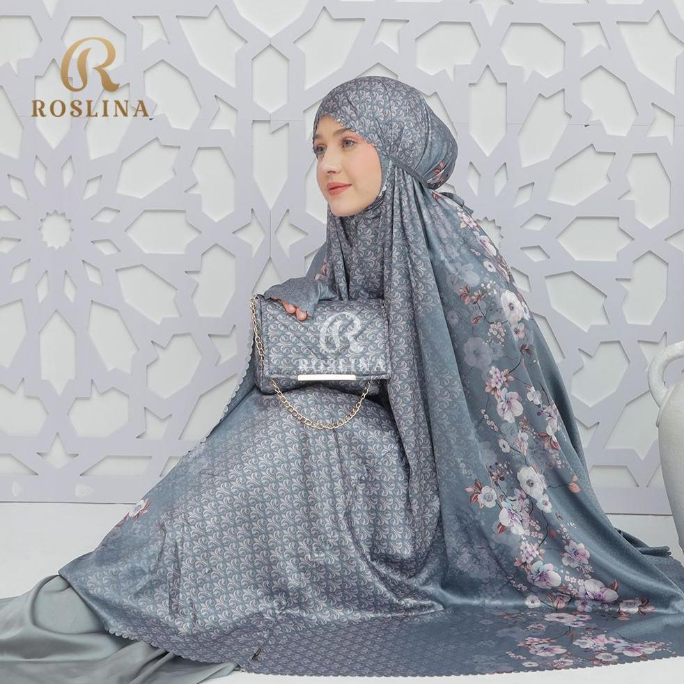Roslina Mukena Maxmara Luxury Jumbo Printing Laser cut Silk Motif Premium