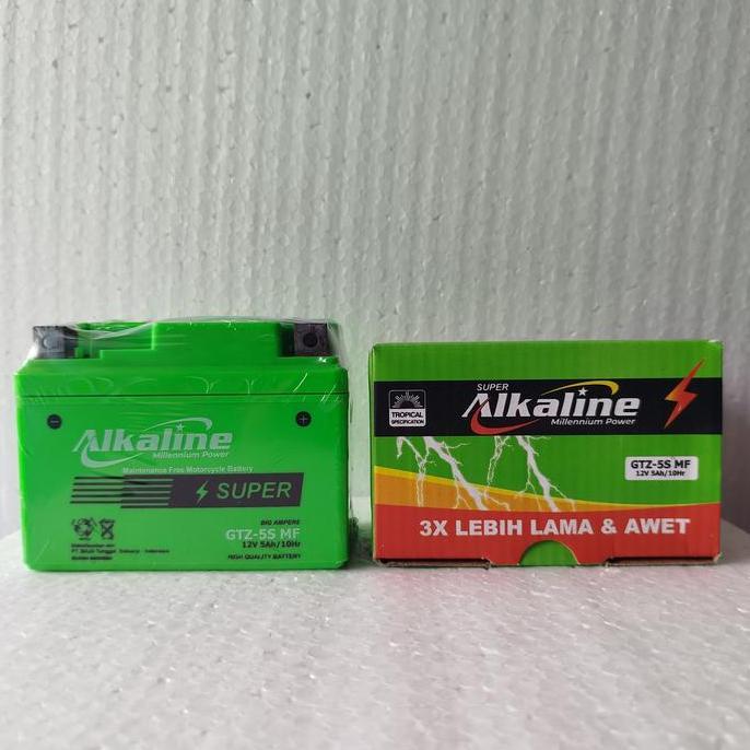 ALKALINE Aki Alkaline GTZ5S MF - Aki Kering 5 Ah untuk Motor Beat Karbu, Scoopy Karbu, Xeon GT, Vixi
