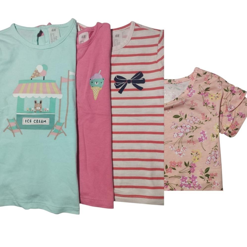 CUCI GUDANG Baju Kaos Anak Perempuan Lengan Pendek Branded Hm Plc 4Bulan-5Tahun