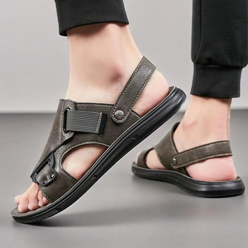 Free Ongkir Sandal Pria Kulit Asli Stylish - Pengunci Klasik Vintage - Sandal Casual Pria - Sandal P