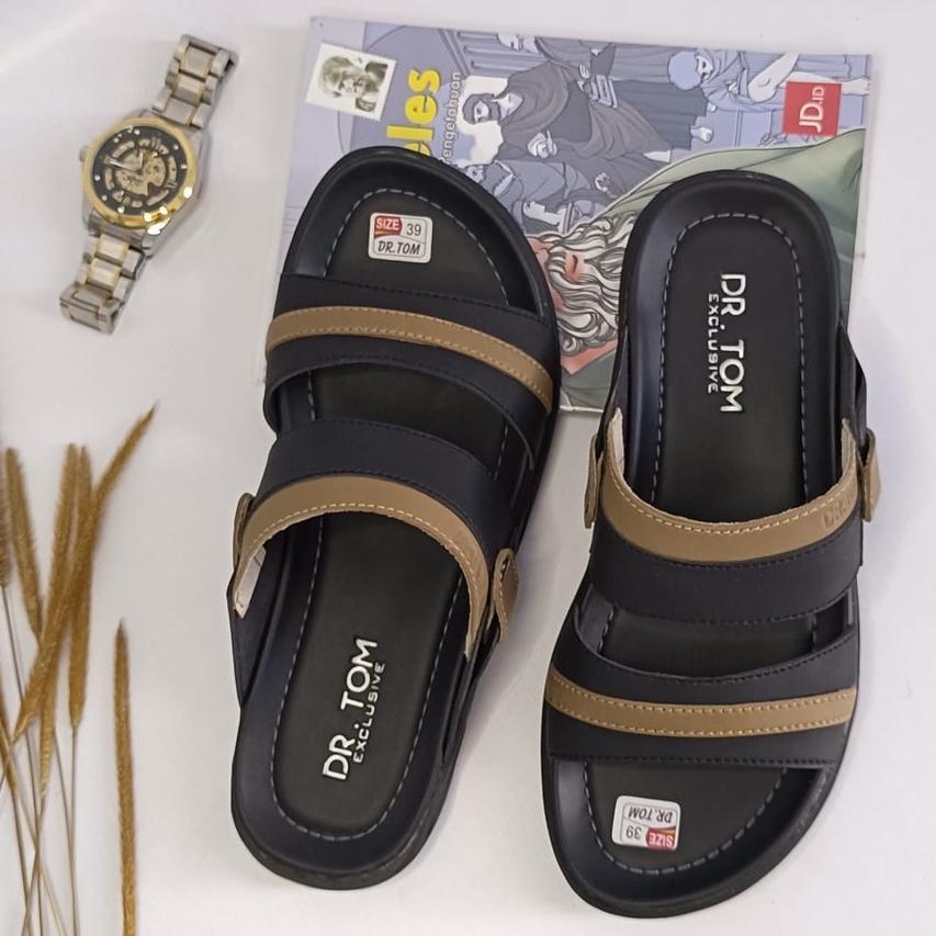 Diskon Sandal Pria Kulit Import Casual Dr.Tom Kode Dr 01