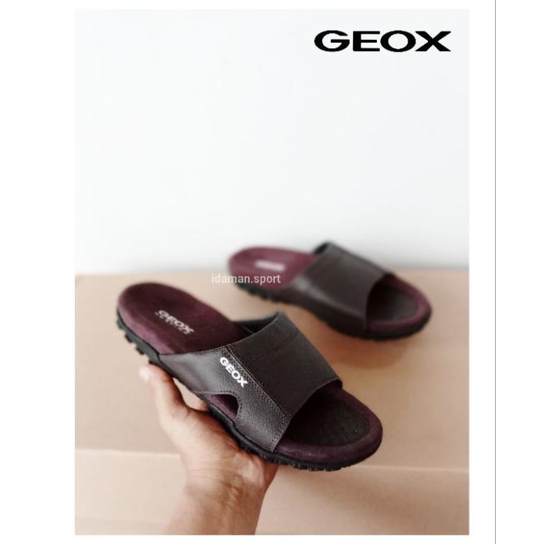 Free Ongkir Sandal Geox_Pria Kulit Selop Cowok / Sandal Bapak-Bapak Ganteng Bahan Kulit Slip On Geox