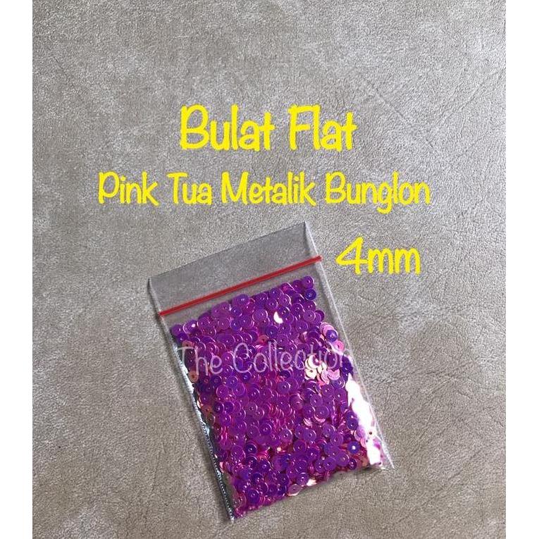 MK04 10gr 4mm Bulat Flat Pink Tua Bunglon Metalik payet borci craft