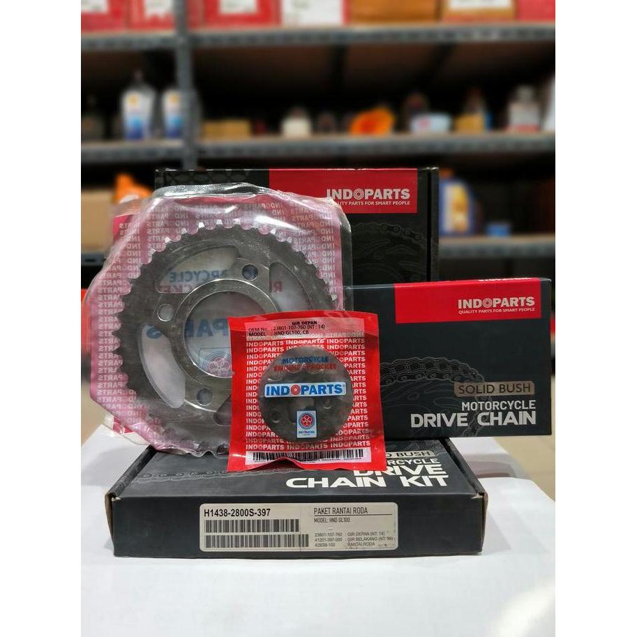 GEAR GIR SET GEARSET CHAINKIT GL 100 GL100 14-38T 100L ASLI INDOPARTS