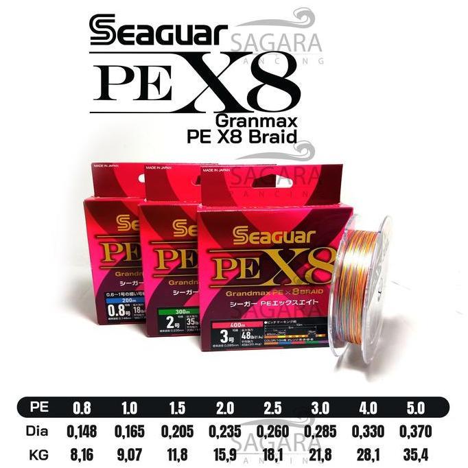 Senar PE Seaguar Grand Max X8 Multi Color PE Seaguar 200 | 300 | 400 Meter