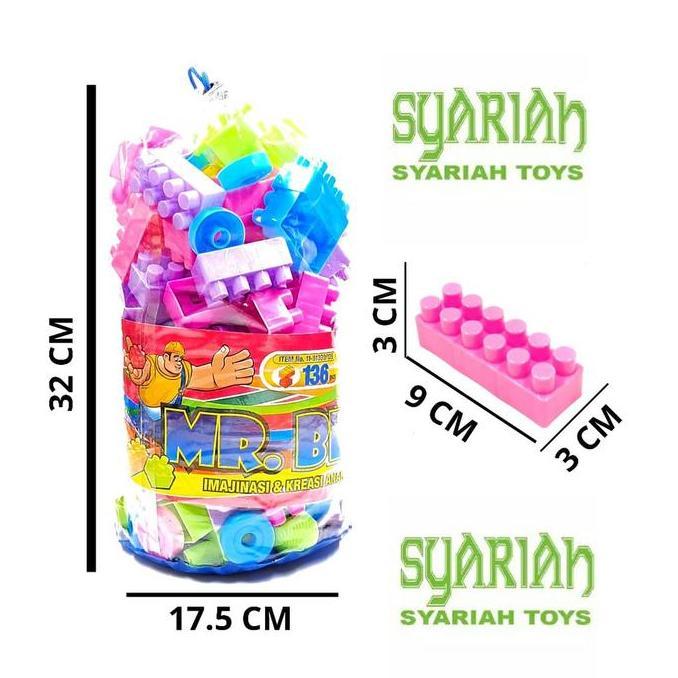 ferolaiuh - mainan edukasi creative mr block brick balok susun diy bongkar pasang