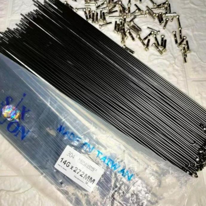 Promo Spoke Ruji Jari 272 Made In Taiwan 14G X 272Mm Stainless Black Panjang Nipple 18Mm Untuk Velg 