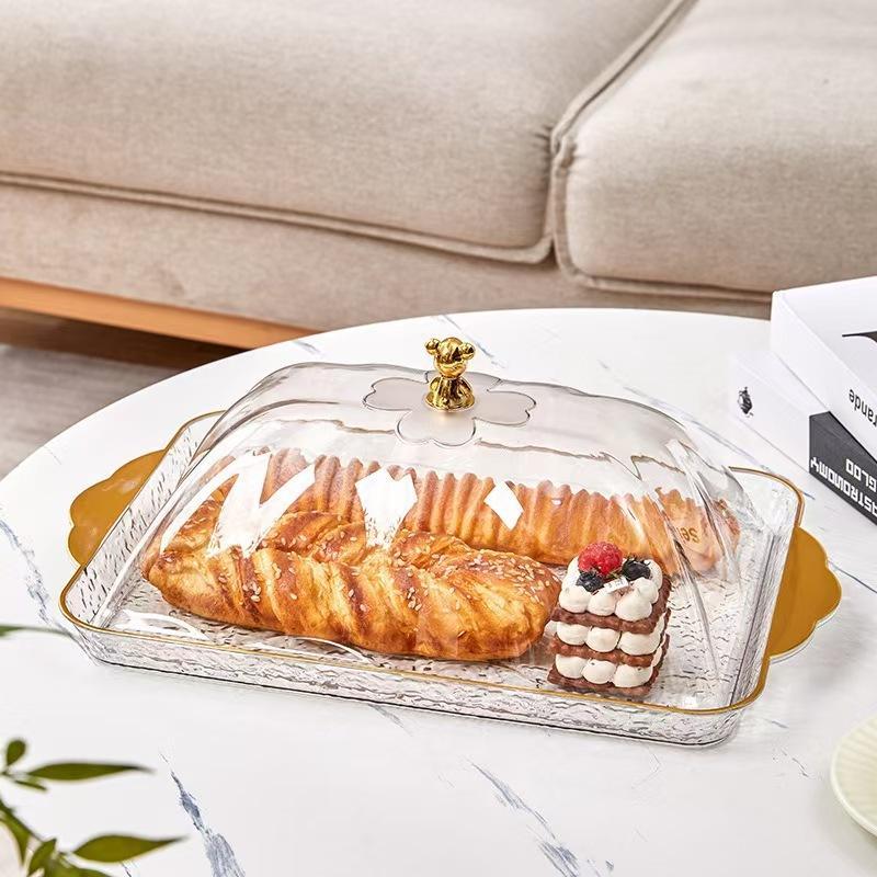 Nampan Tray Food Tray Transparan Aesthetic Dengan Tutup Wadah Makanan
