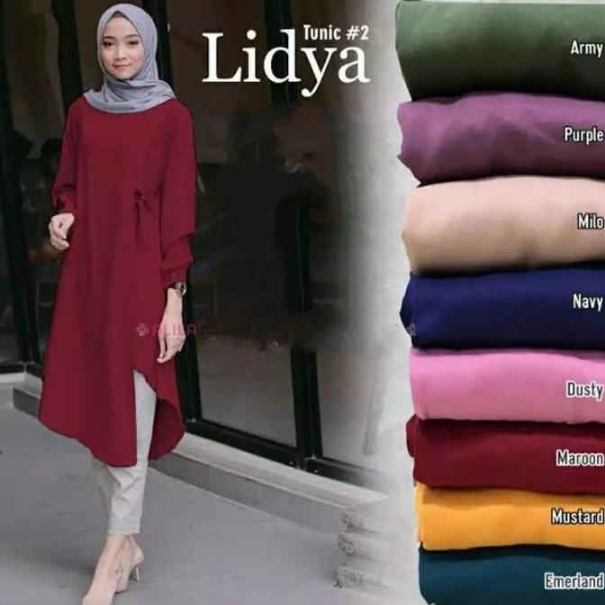 Lidya Tunik Hijab Muslim Atasan Wanita Kekinian Muslimah Fashion Wanita Baju Wanita Lembut Tebal Pan
