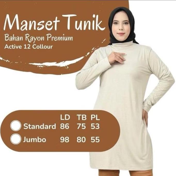 Manset Tunik Lengan Panjang / Manset Baju Tunik Turtleneck Atasan Kaos