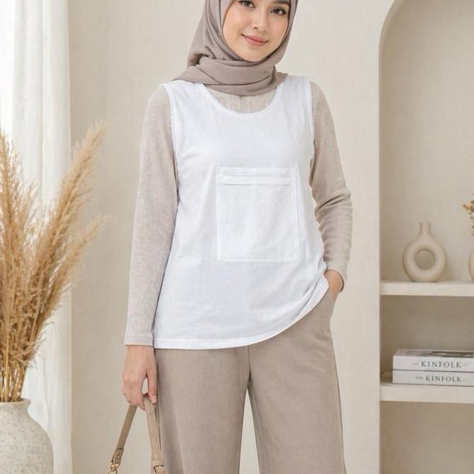 SINGLET WANITA/SINGLET UMROH Katun Putih