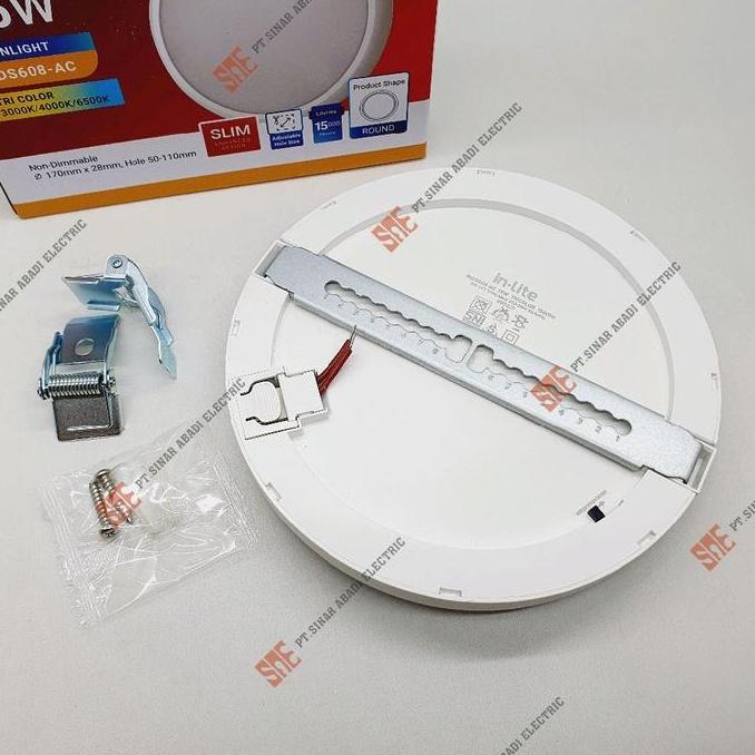 Downlight Led 15W 15 Watt Inbow Outbow Inlite Tricolor Adjustable Inlite INDS608-AC 3000/4000/6500K 