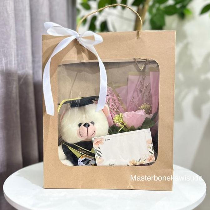 Tipe 2 Tas Hampers wisuda Tas mika boneka / buket bunga artificial/ kado wisuda  / buket uang / pial