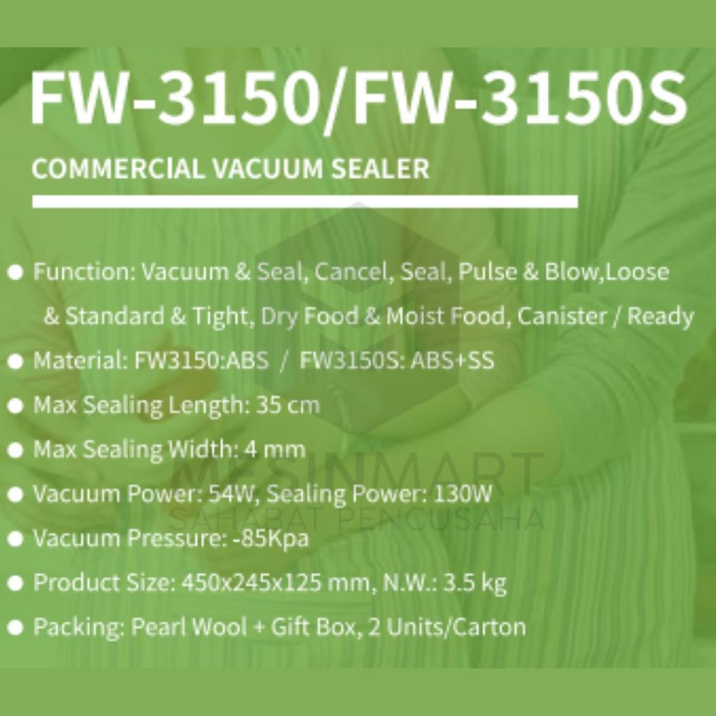HOT PRODUCT Vacuum Sealer/ Pengemas Vakum FRESH WORLD FW-3150S FW3150S FW-3150/S (Bisa Basah & Tiup)